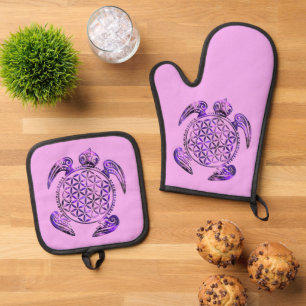 Ensemble De Gant De Cuisine Et De Manique FLEUR DE VIE - Magie de la Tortue 3