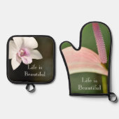 Ensemble De Gant De Cuisine Et De Manique Fleur d'orchidées Kauai, Hawaii (Recto)