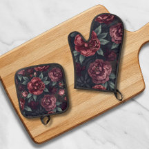 Fleurs lunatiques motif aquarelle rouge foncé