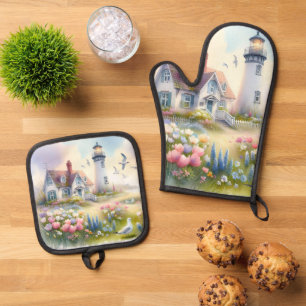 Ensemble De Gant De Cuisine Et De Manique Fleurs printanières par Lighthouse Coastal Cottage