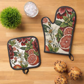 Ensemble De Gant De Cuisine Et De Manique Floral de Citron Rustique d'été (De haut en bas)
