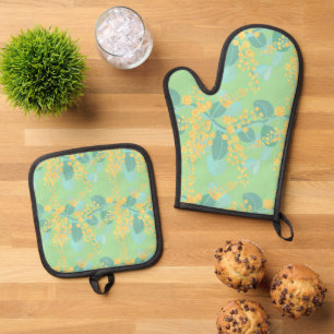 Ensemble De Gant De Cuisine Et De Manique Flores d'arbre de bataille australien
