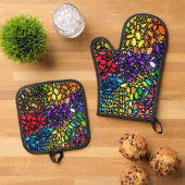 Ensemble De Gant De Cuisine Et De Manique Flux (De haut en bas)