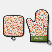 Ensemble De Gant De Cuisine Et De Manique Foliage Automne Motif Automne Nom personnalisé (Recto)