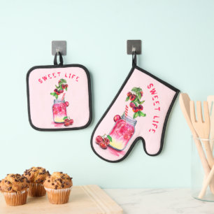 Ensemble De Gant De Cuisine Et De Manique Four à Cherry frais Mitt & Pot Holder Set