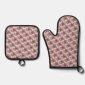 Ensemble De Gant De Cuisine Et De Manique Four à fleurs rose Mitt & Pot (Recto)