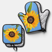 Ensemble De Gant De Cuisine Et De Manique Four à tournesol jaune Mitt & Pot (Recto/Verso)