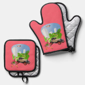 Ensemble De Gant De Cuisine Et De Manique Four Mitt & Pot Holders Lady Chien (Recto/Verso)