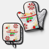 Ensemble De Gant De Cuisine Et De Manique Four Mitt & Pot Porte Fruit (Recto/Verso)