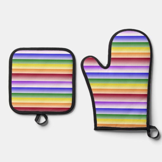 Ensemble De Gant De Cuisine Et De Manique Four Rainbow Pride (Recto)