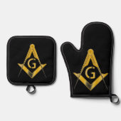 Ensemble De Gant De Cuisine Et De Manique Freemason (Recto)