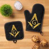Ensemble De Gant De Cuisine Et De Manique Freemason (De haut en bas)