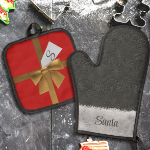 Ensemble De Gant De Cuisine Et De Manique Fun Père Noël Gant et Cadeau Noël