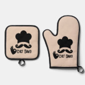 Ensemble De Gant De Cuisine Et De Manique Funky Black Mustache Chef Personnalisé (Recto)