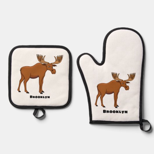 Ensemble De Gant De Cuisine Et De Manique Funny moose (Recto)