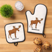 Ensemble De Gant De Cuisine Et De Manique Funny moose (De haut en bas)