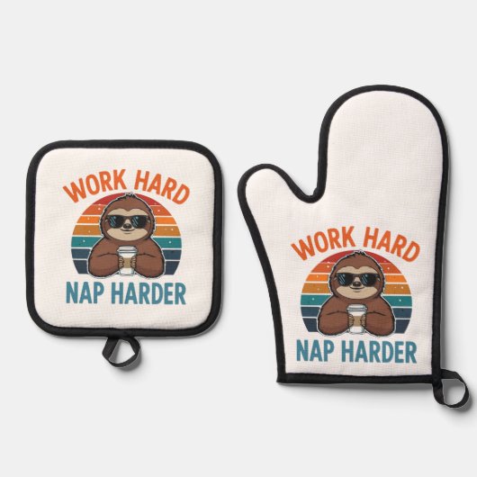 Ensemble De Gant De Cuisine Et De Manique Funny Nap Lover Sloth pot holders (Recto)