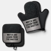 Ensemble De Gant De Cuisine Et De Manique Funny Watch And Learn Cuisine Plaisanterie (Recto/Verso)