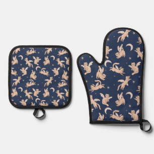 Ensemble De Gant De Cuisine Et De Manique Galaxie du Chat Volant