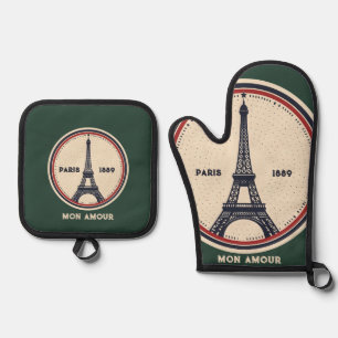 Ensemble De Gant De Cuisine Et De Manique Gant de cuisine et protège-pot Tour Eiffel de Pari