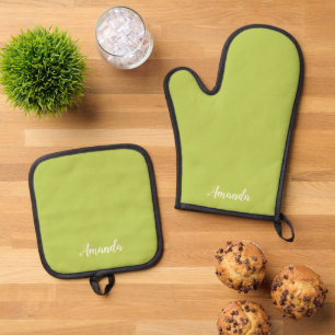 Ensemble De Gant De Cuisine Et De Manique Gant de cuisine Tendance Chartreuse Doux Set de m