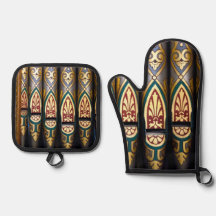 Gant de four et dessous de plat à tuyaux d'orgue d