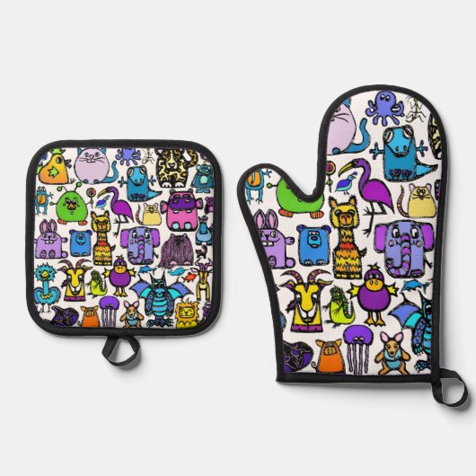 Ensemble De Gant De Cuisine Et De Manique Gant de four et porte-pots (Recto)