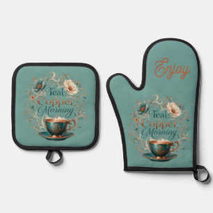 Ensemble De Gant De Cuisine Et De Manique Gante et dessous de plat pour four en cuivre sarce