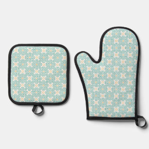 Ensemble De Gant De Cuisine Et De Manique Gants de four et Poignées de casserole turquoise e