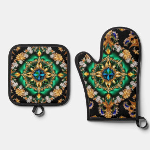 Ensemble De Gant De Cuisine Et De Manique Gants de four et protège-pots, couleurs du Brésil