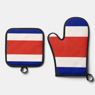 Ensemble De Gant De Cuisine Et De Manique Gants de four et protège-pots, drapeau du Costa Ri