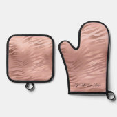Ensemble De Gant De Cuisine Et De Manique Glam Rose Gold Zebra Print (Recto)