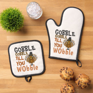 Ensemble De Gant De Cuisine Et De Manique Gobble Gobble Jusqu'à ce que vous tournez sur mesu