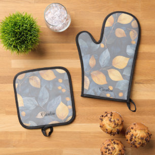 Ensemble De Gant De Cuisine Et De Manique Golden Foliage Dreams Automne Nature Beauté