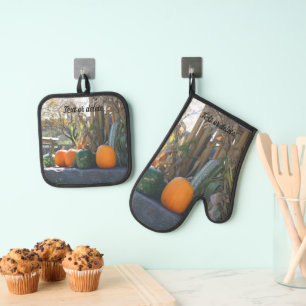 Ensemble De Gant De Cuisine Et De Manique Gourmets Et Ferme Citrouille Stand Personnalisé