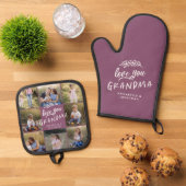 Ensemble De Gant De Cuisine Et De Manique Grand-mère violette multiphoto cadeau (De haut en bas)