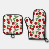 Ensemble De Gant De Cuisine Et De Manique Graphique de cerises rouges partout (Recto)