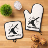 Ensemble De Gant De Cuisine Et De Manique graphisme d'épée de liberté (De haut en bas)