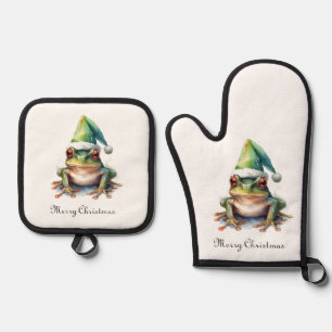 Ensemble De Gant De Cuisine Et De Manique Grenouille de Noël, coutume