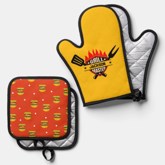Ensemble De Gant De Cuisine Et De Manique Grill Master (Recto/Verso)