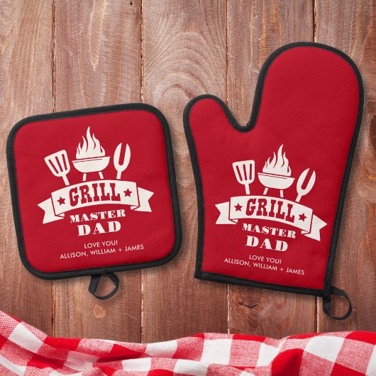 Ensemble De Gant De Cuisine Et De Manique Grill Master Papa Rouge