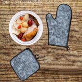 Ensemble De Gant De Cuisine Et De Manique Gris textiles