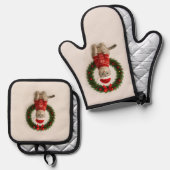 Ensemble De Gant De Cuisine Et De Manique Grumpy Christmas Mood (Recto/Verso)