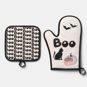 Ensemble De Gant De Cuisine Et De Manique Halloween Boo Citrouilles Mitt
