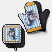 Ensemble De Gant De Cuisine Et De Manique Hanoukka Gnome (Recto/Verso)