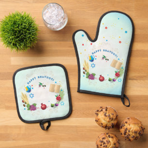 Ensemble De Gant De Cuisine Et De Manique Happy SHAVUOT ornement décoratif sept espèces