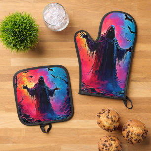 Ensemble De Gant De Cuisine Et De Manique Hauning Demon Habillé Dans L'Ombre Design