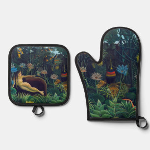 Ensemble De Gant De Cuisine Et De Manique Henri Rousseau - Le Rêve / The Dream
