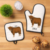 Ensemble De Gant De Cuisine Et De Manique Highland cow (De haut en bas)