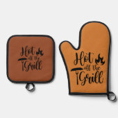 Ensemble De Gant De Cuisine Et De Manique Hot Off Grill Brown et noir (Recto)